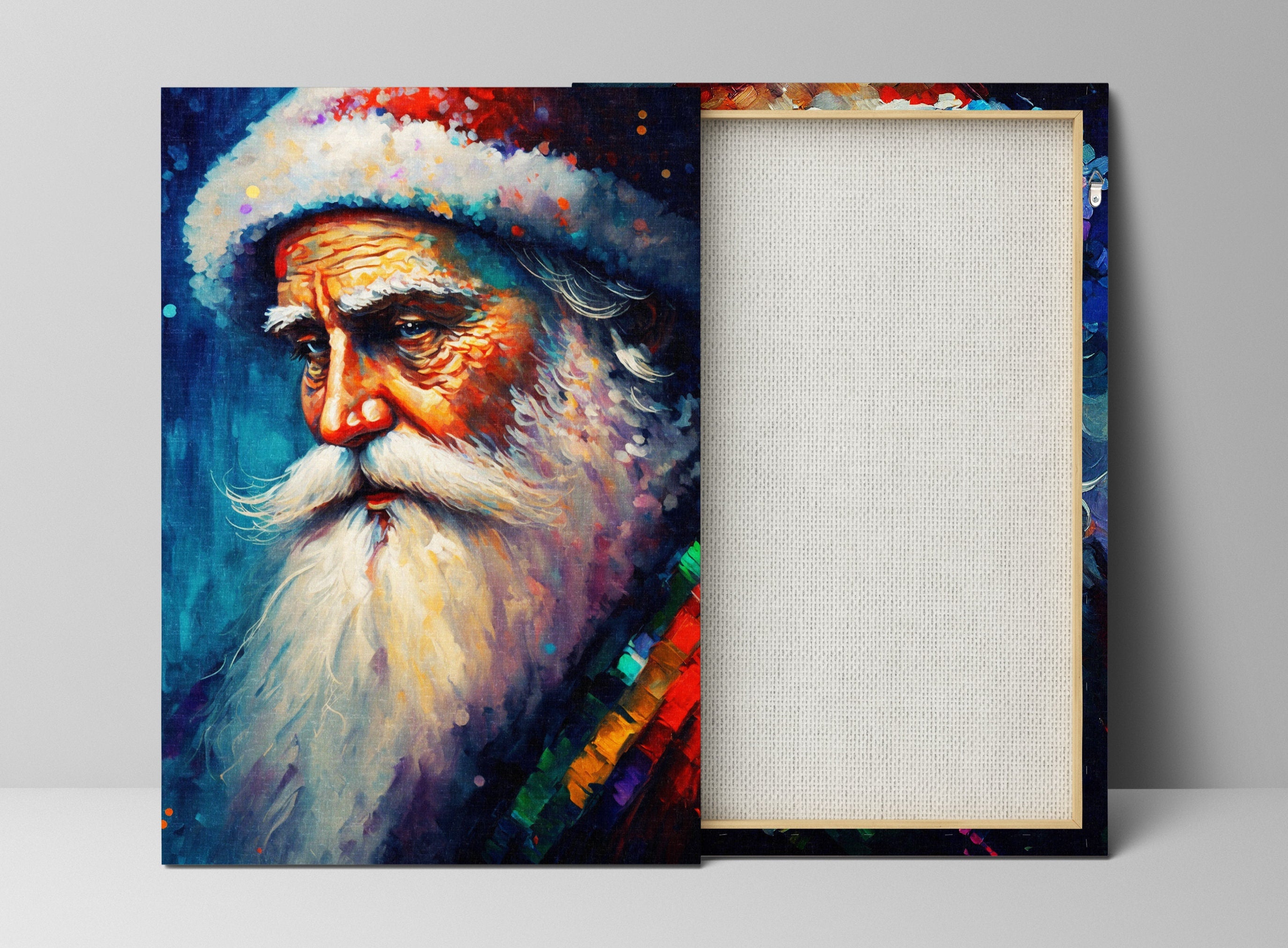 Santa Claus Wall Art - Christmas Canvas Print With Wooden Frame & Scratch Resistant Coating