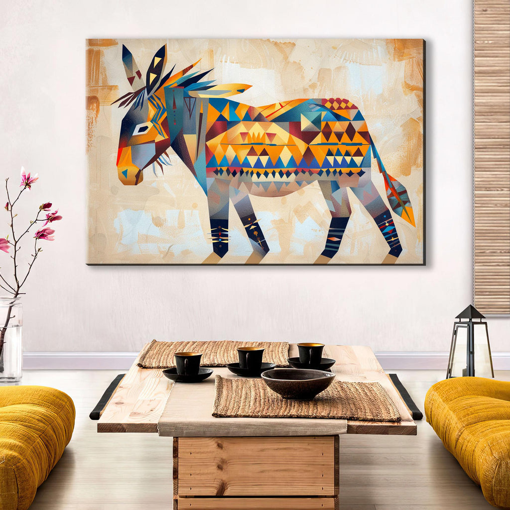 Native American Canvas Art – Large Gallery Wrapped Canvas Featuring Desert Donkey Print
