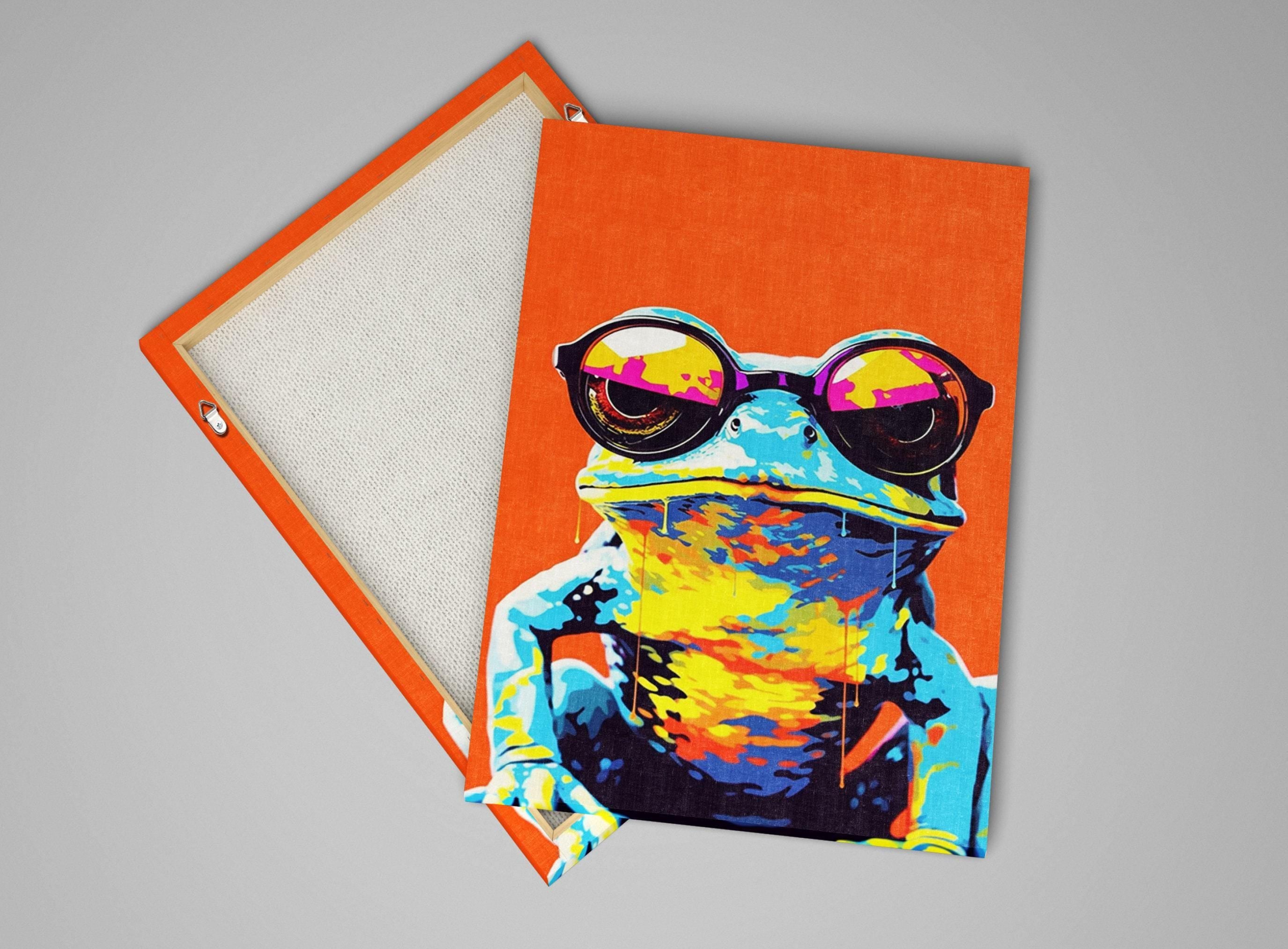 Hipster Frog Canvas – Large Gallery Wrapped Canvas Print with Funny Frog Art