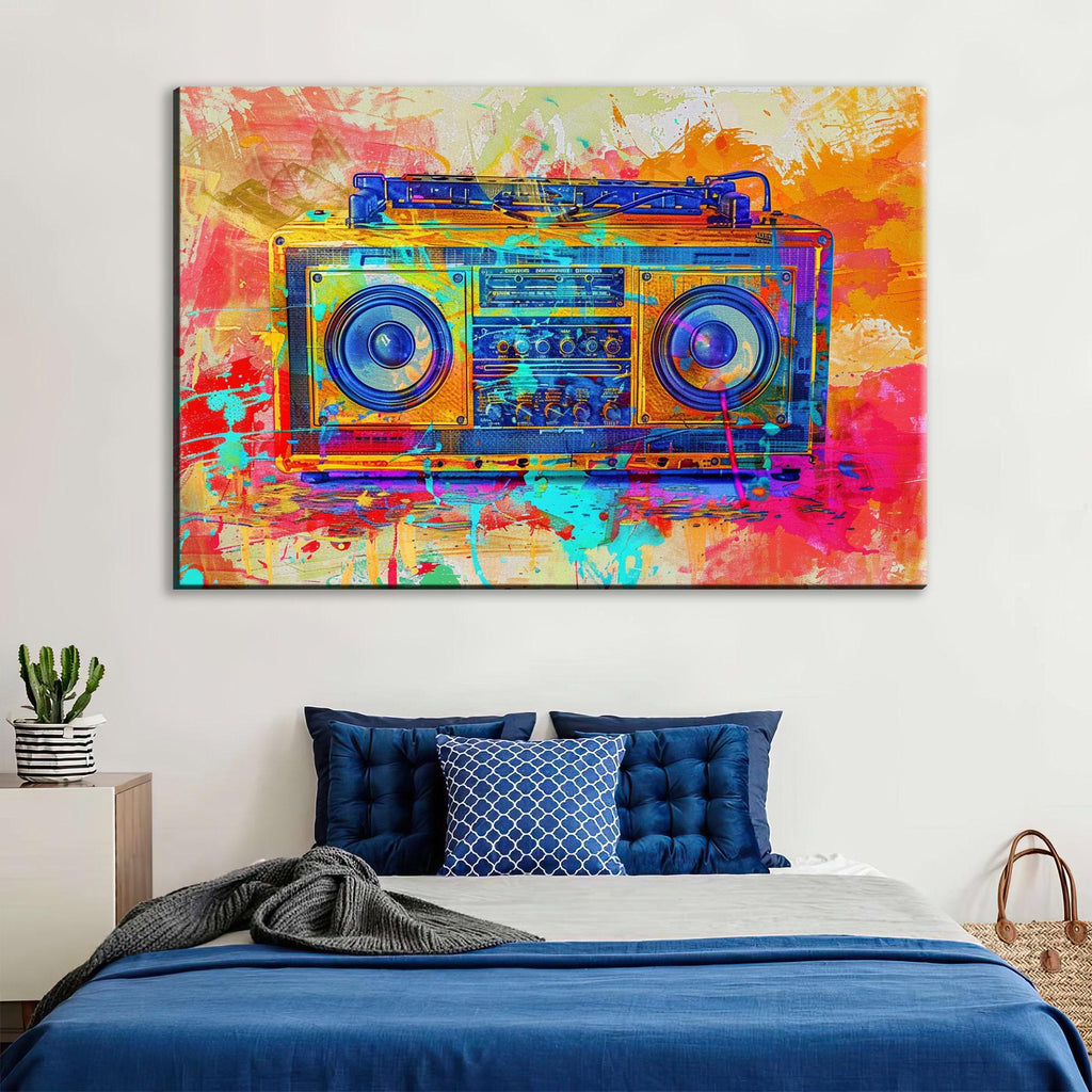 Boombox Pop Art - Vintage Boombox Art on Large Gallery Wrapped Canvas Print