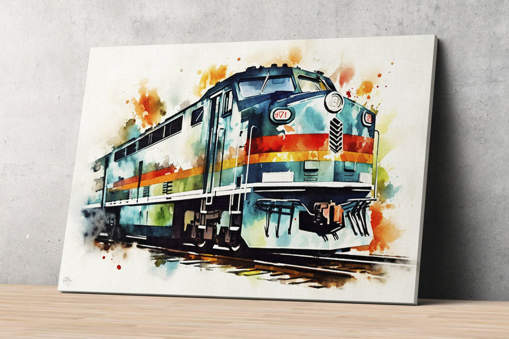 Express of Nostalgia: Watercolor Train Print, Giclee Print on Canvas, Artist Paper, Watercolor Paper, Available in Extra Large Sizes