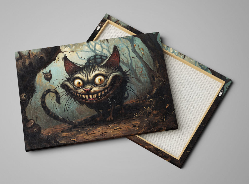 Cheshire Cat Canvas – Gallery Wrapped Print with Mischievous Smile | Extra Large Wall Art