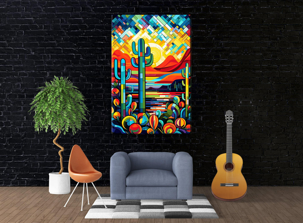Southwest Modern Art - Geometric Desert Art Print on Gallery Wrapped Canvas, Ready to Hang