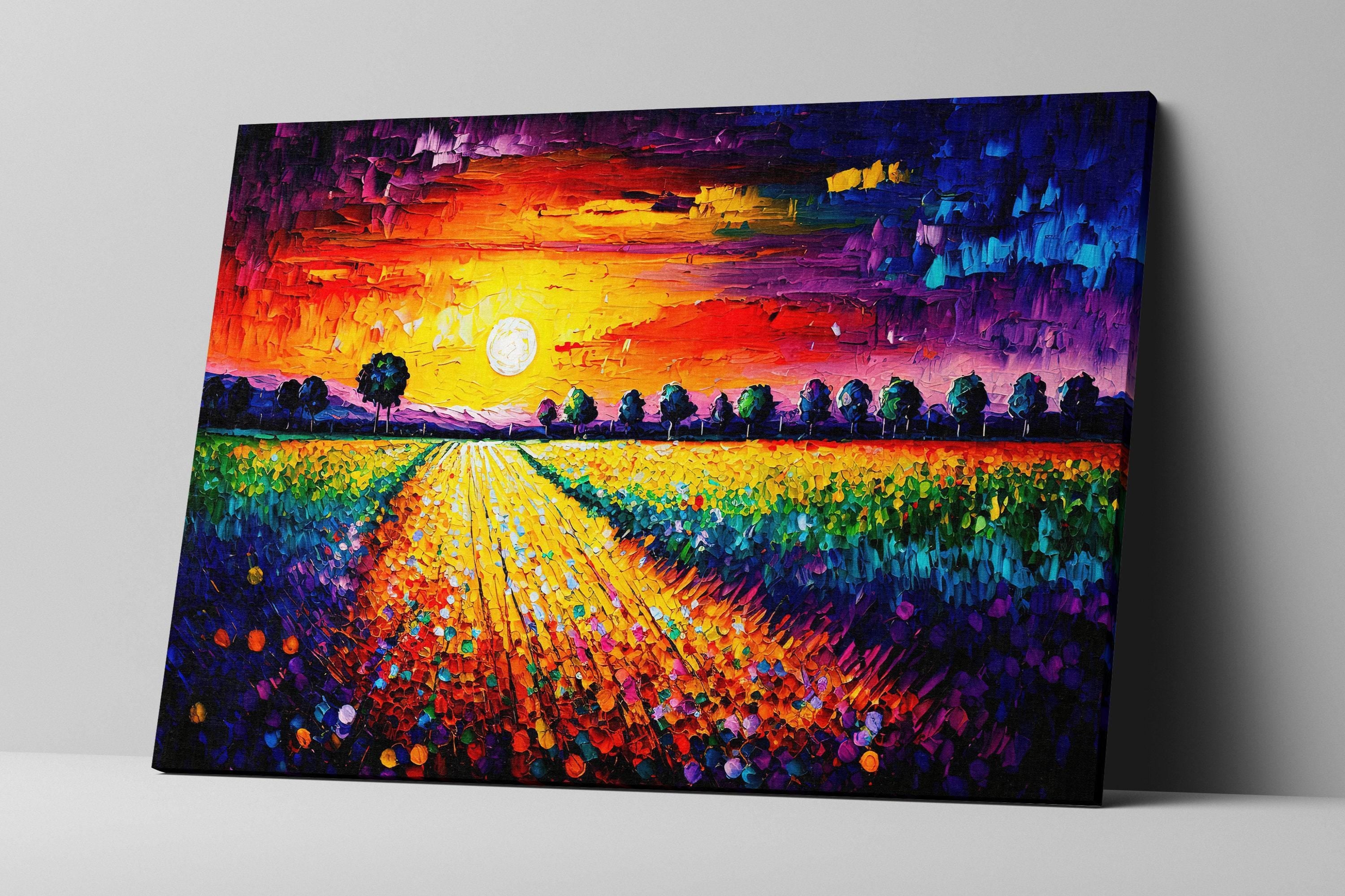 Flower Field Canvas Art – Vibrant Floral Canvas | Large Wall Art with Wood Frame