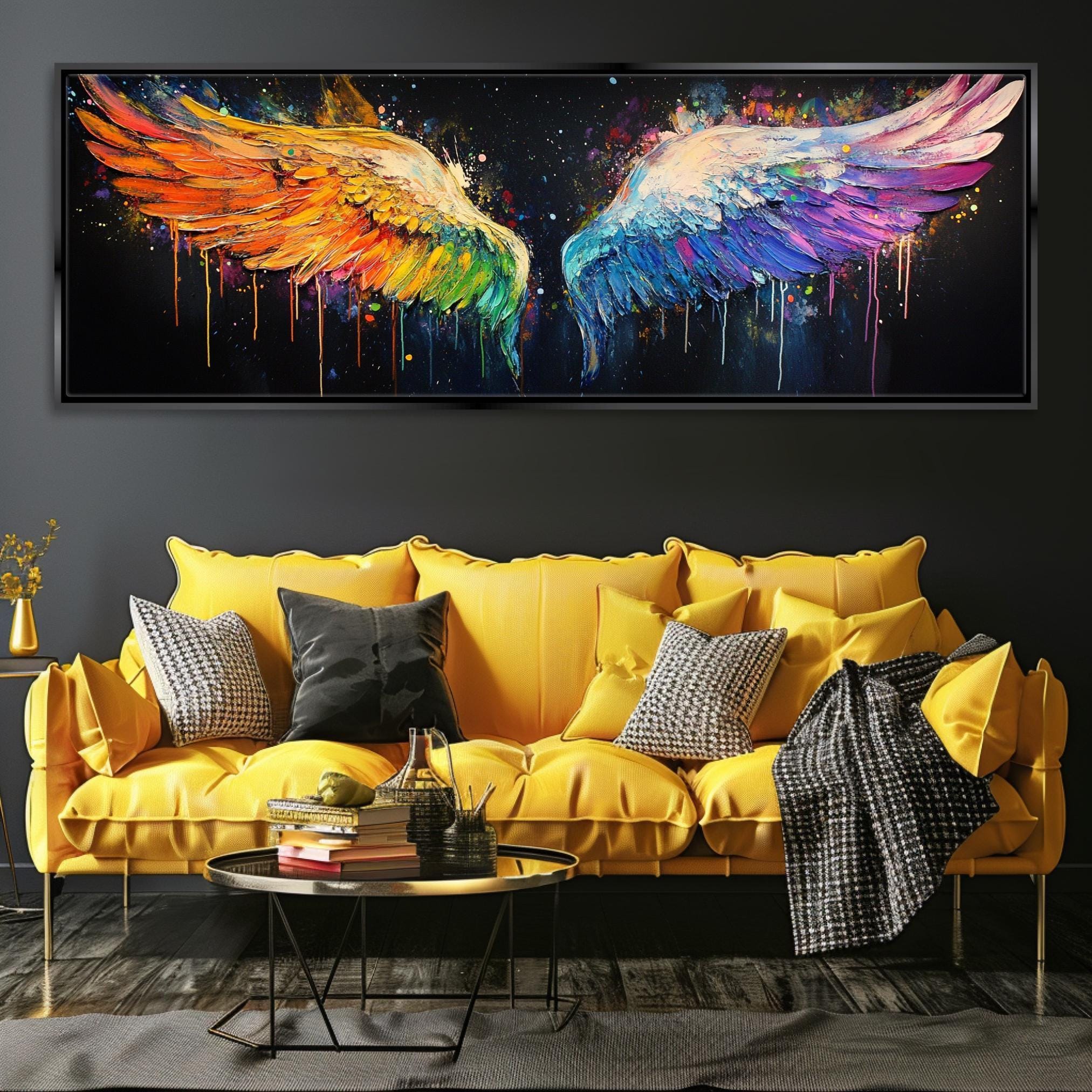 Banksy Angel Wings Canvas - Panoramic Wall Art, Gallery Wrapped, Ready to Hang