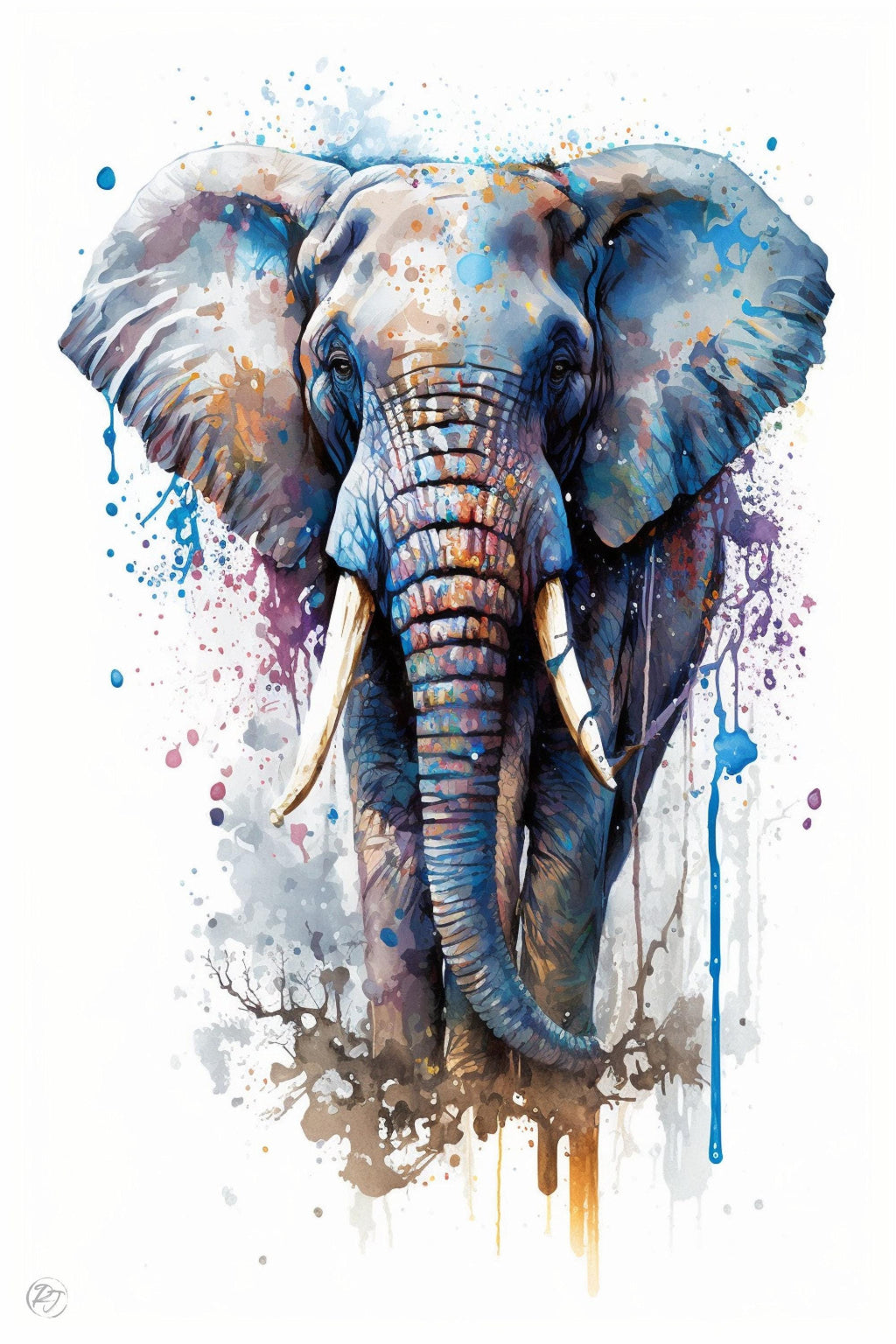 Elephant Majesty: Wildlife Watercolor Painting, Giclee Print on Canvas, Artist Paper, Watercolor Paper, Available in Extra Large Sizes