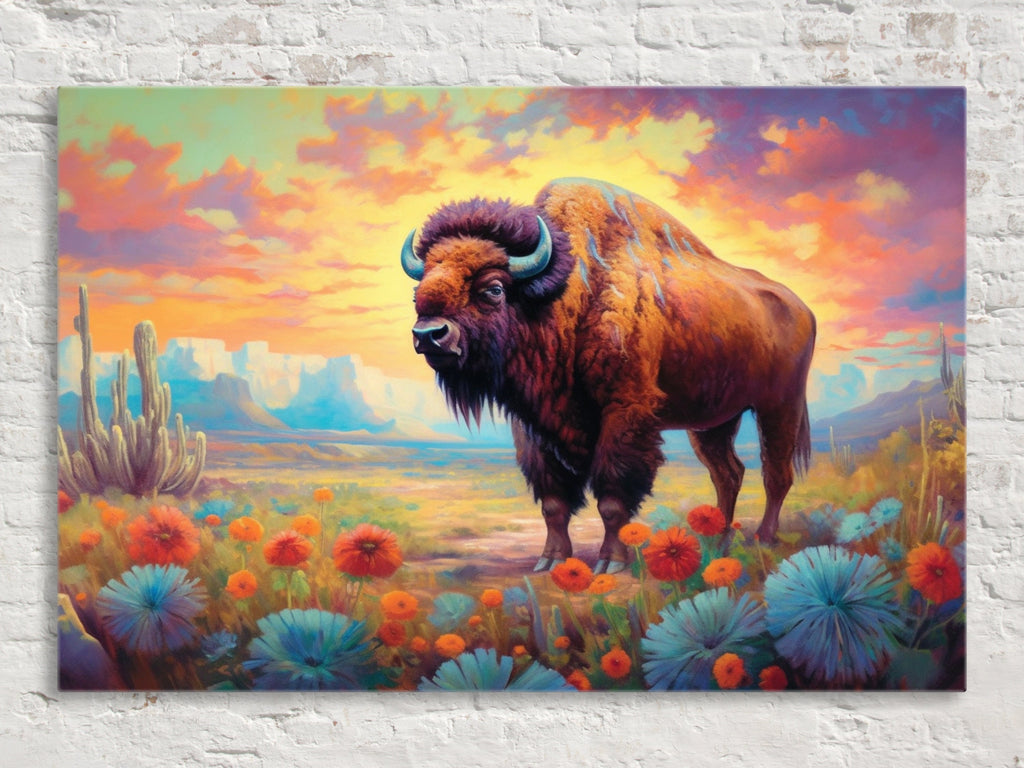 American Bison Canvas – Gallery Wrapped Wildlife Wall Art | Texas Desert Print