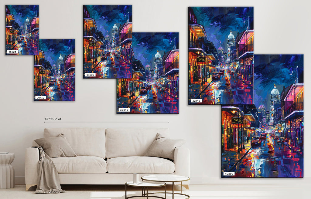 New Orleans Canvas Art – Bourbon Street Painting on Large Gallery Wrapped Canvas