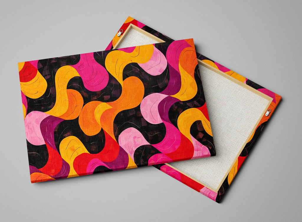 Retro Style Wall Art - Large Abstract Art on Gallery Wrapped Canvas, Ready to Hang
