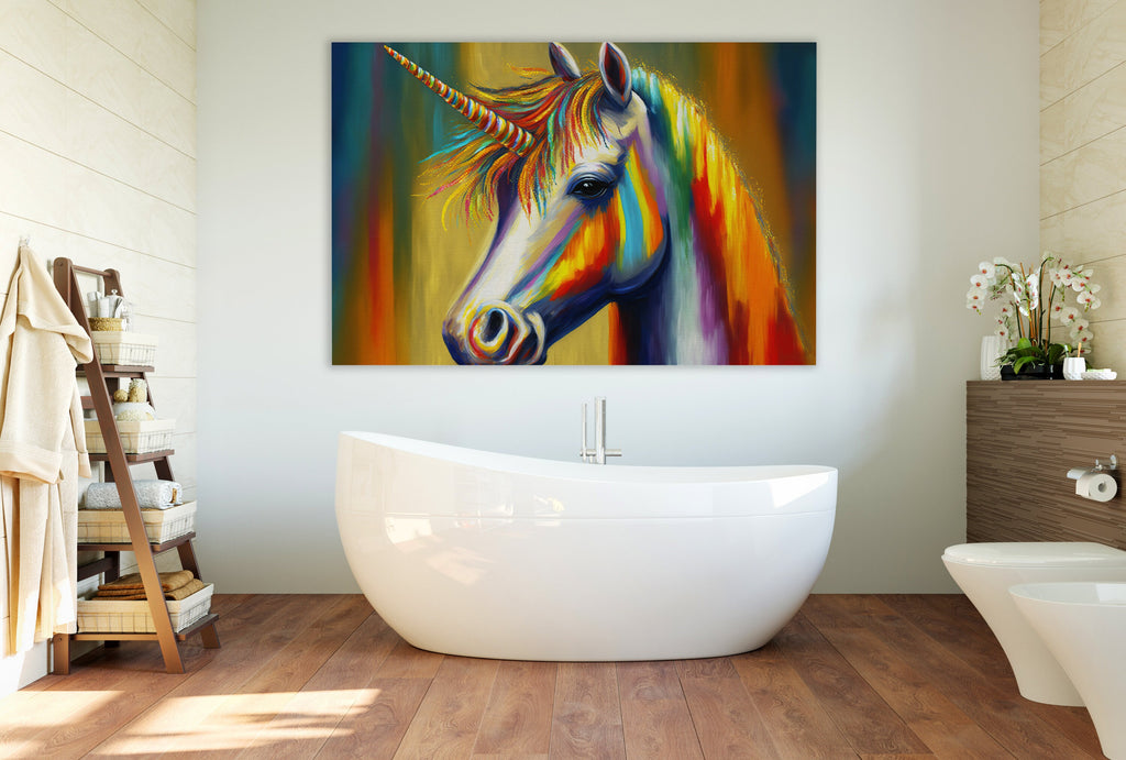 Unicorn Canvas Art – Colorful Kids Room Art With Vibrant Giclee Canvas Print