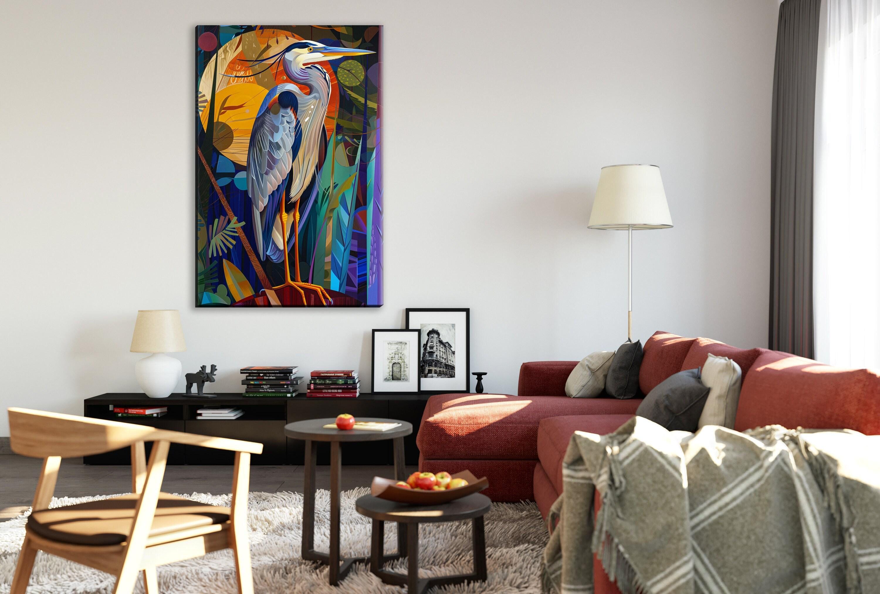 Blue Heron Wall Art – Large Canvas Art | Gallery Wrapped Canvas With Real Wood Frame