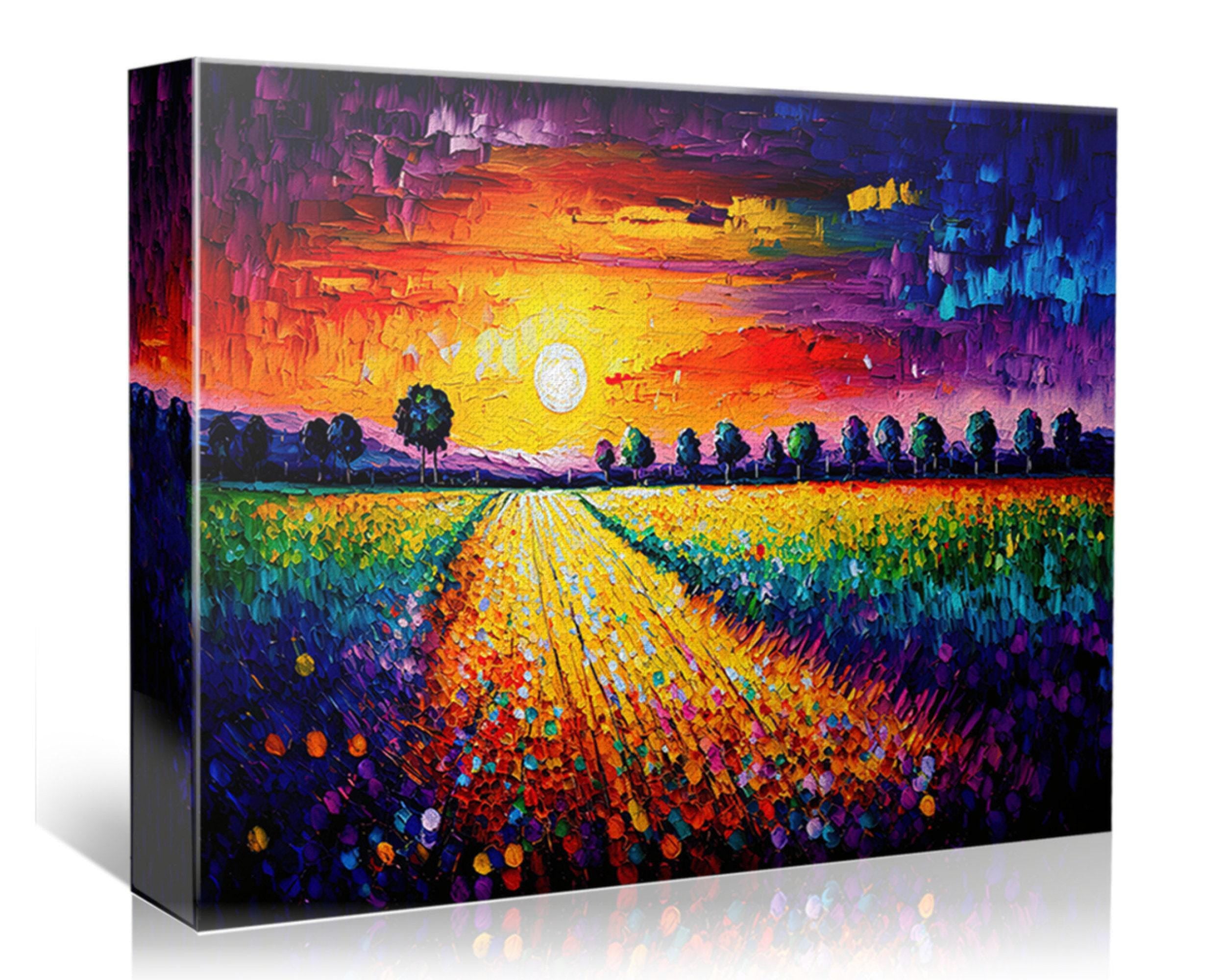 Flower Field Canvas Art – Vibrant Floral Canvas | Large Wall Art with Wood Frame