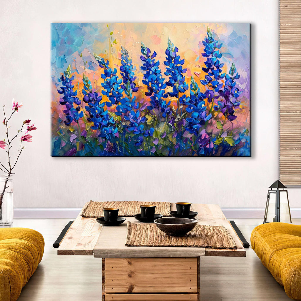 Bluebonnet Meadow Art - Texas Floral Giclée | Large Gallery-Wrapped Canvas Print
