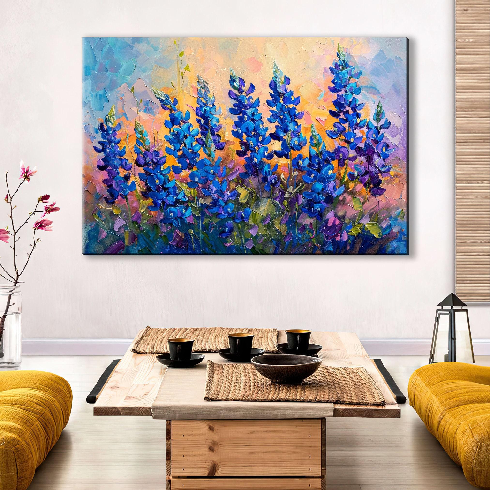 Bluebonnet Meadow Art - Texas Floral Giclée | Large Gallery-Wrapped Canvas Print