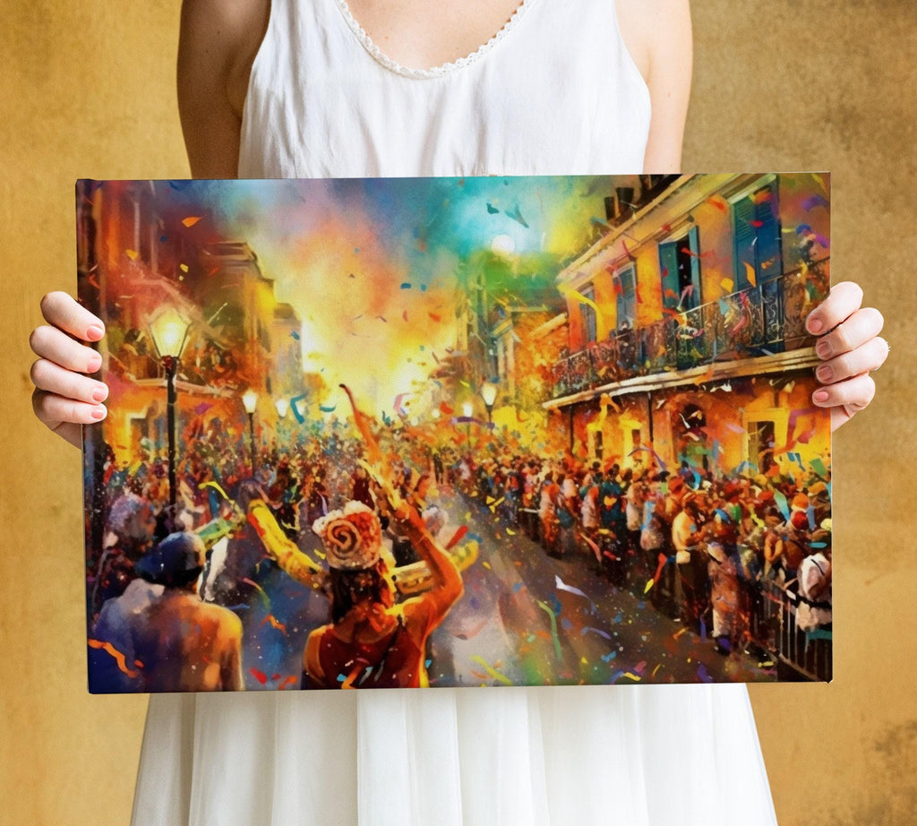 Joyful Mardi Gras Carnival Watercolor Art Print - Giclee Print on Canvas, Artist Paper, Watercolor Paper, Available in Extra Large Sizes