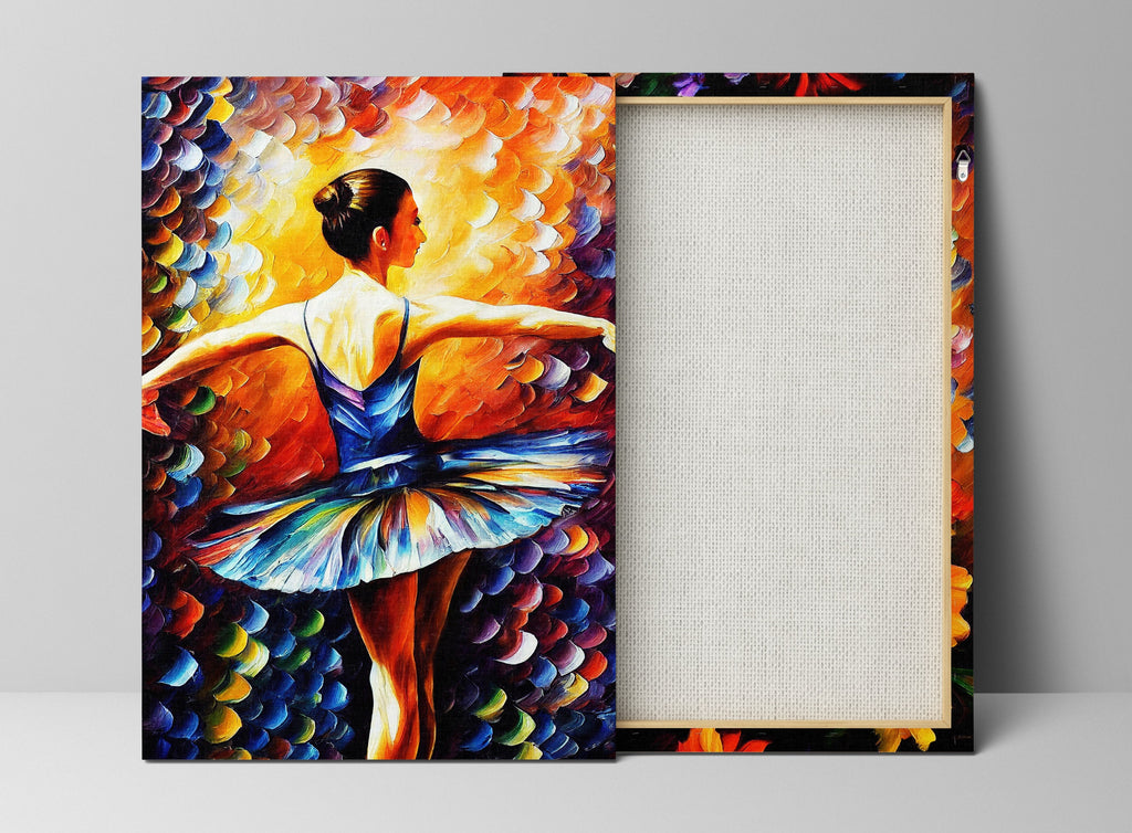 Ballerina Canvas Art – Ballet Dancer Painting on High Quality Wooden Frame