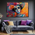 Day of the Dead Canvas - Colorful Wall Art | Extra Large Sugar Skull Print, Ready to Hang