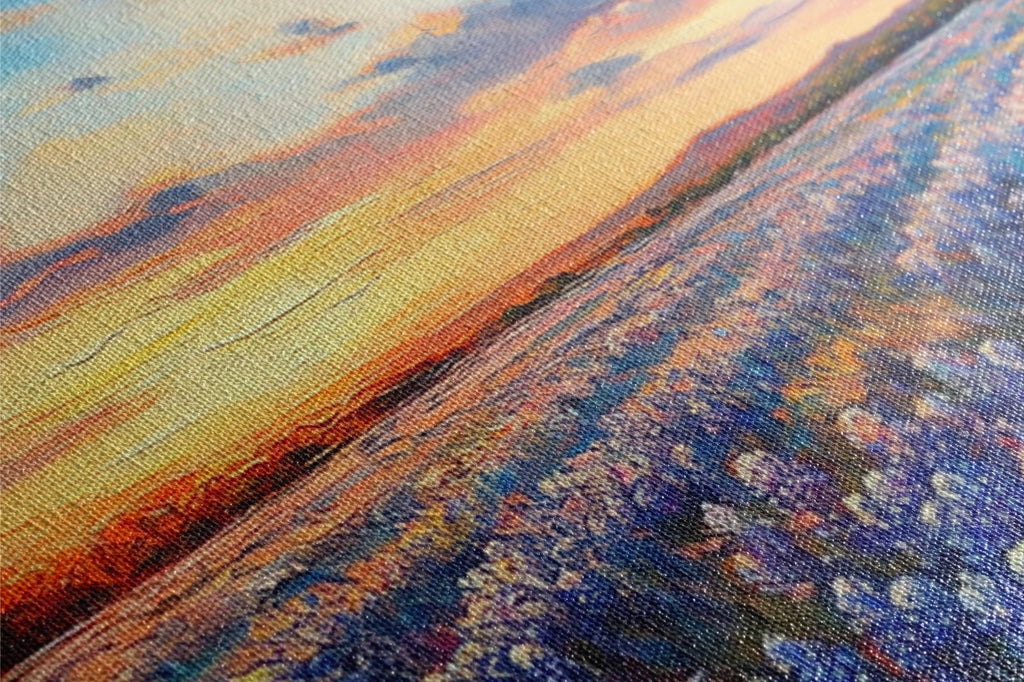 a close up of a rug with a painting on it