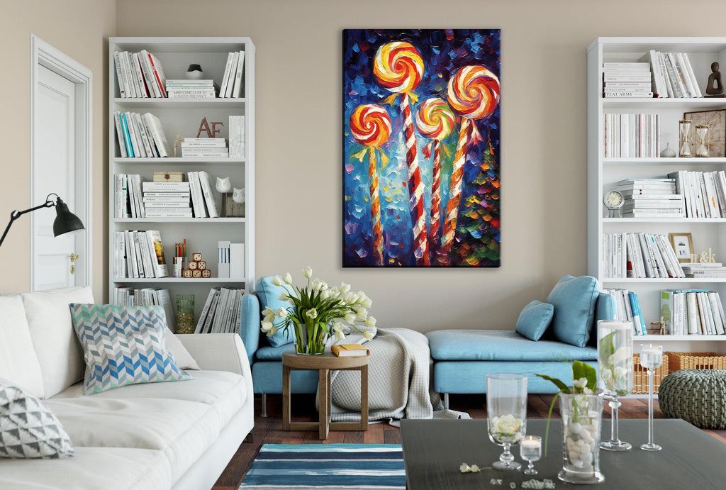 Christmas Candy Art – Retro Christmas Canvas | Gallery Wrapped Holiday Wall Decor