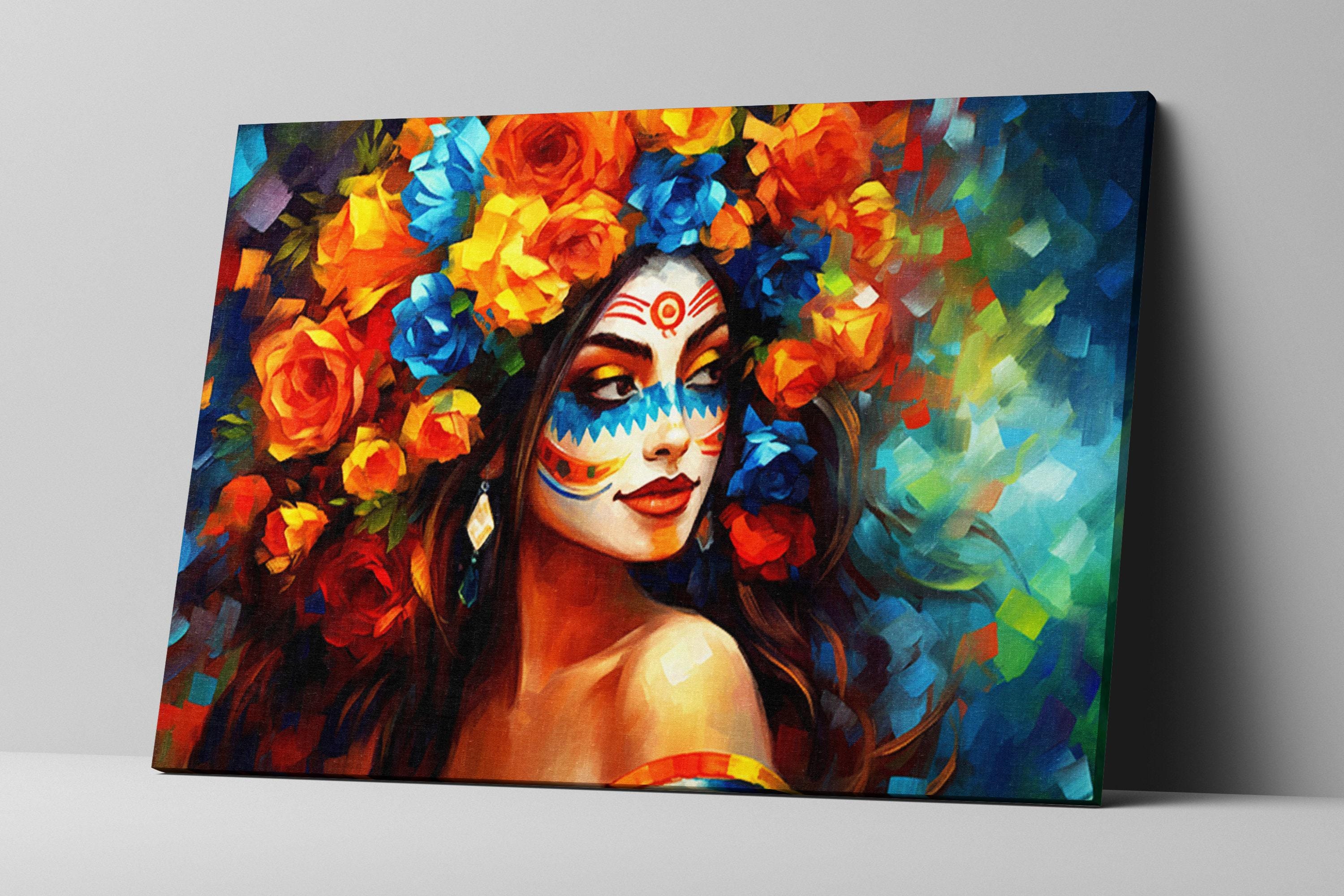 Day of the Dead Wall Decor – Vibrant Sugar Skull Canvas | Mexican Heritage Art