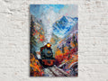 Train Station Canvas - Vintage Train Art | Fall Mountain Painting on Gallery Wrapped Canvas