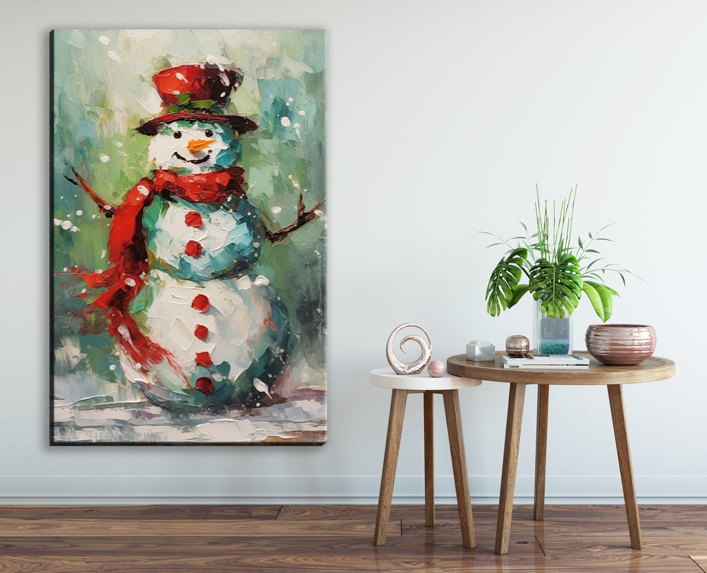 Christmas Wall Art – Frosty the Snowman Canvas Print | Vibrant Holiday Colors & Easy to Hang