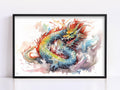 Dragon of Prosperity: Chinese Dragon Watercolor Art, Giclee Print on Canvas, Artist Paper, Watercolor Paper, Available in Extra Large Sizes