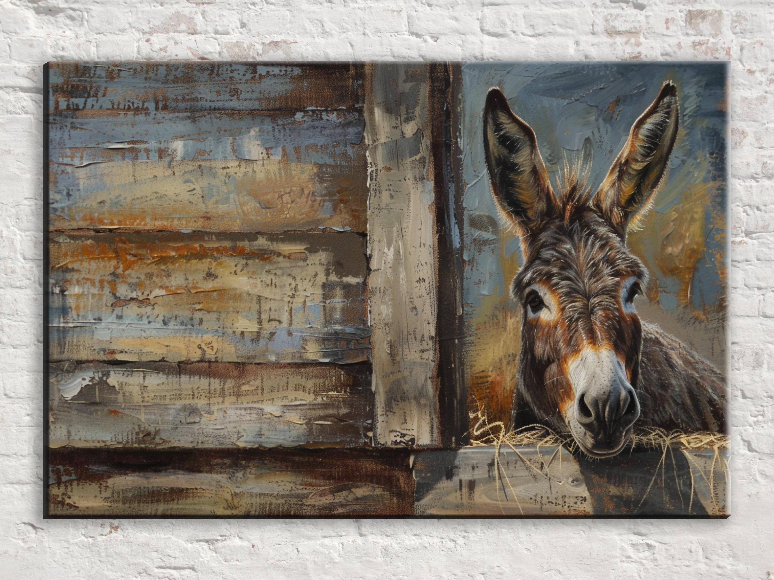 Rustic Texas Donkey | Southwestern Donkey Art - Extra Large Gallery Wrapped Canvas Print