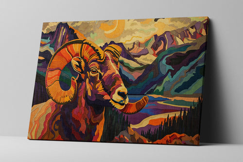 Bighorn Sheep Canvas – Vibrant Canyon Sunset Art | Gallery Wrapped, Ready to Hang