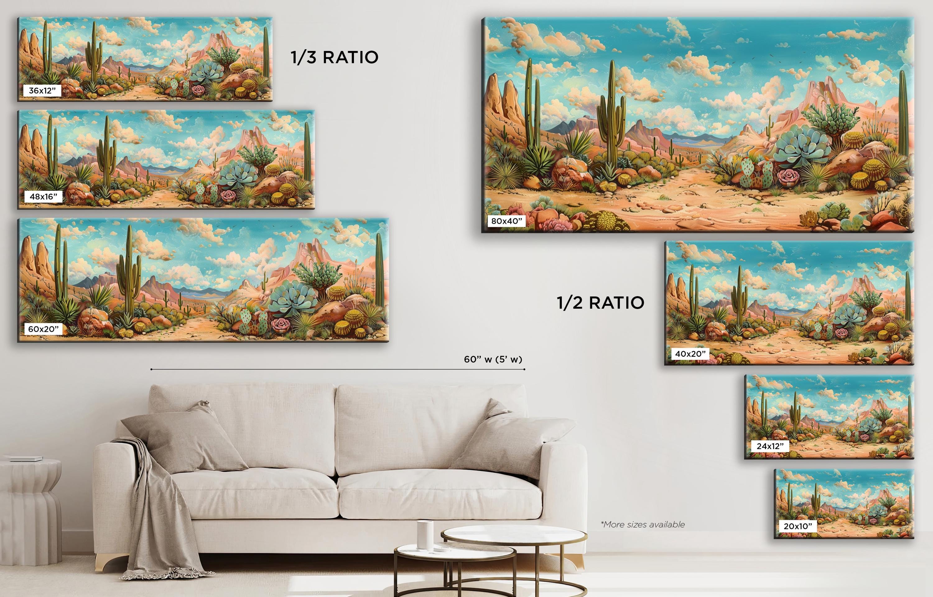 a living room with a couch and paintings on the wall