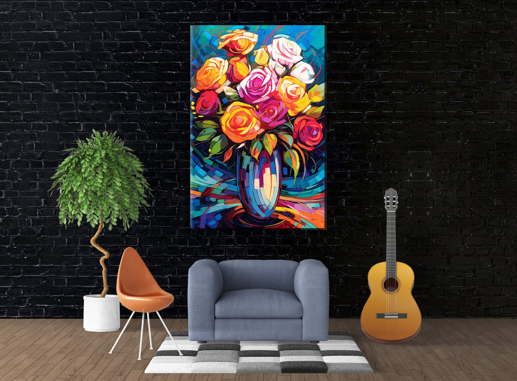 Rose Bouquet Painting - Vibrant Floral Wall Decor | Large Canvas Print