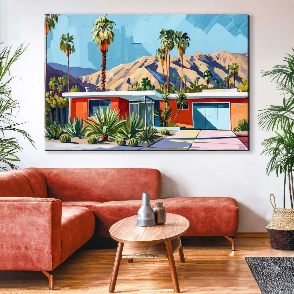 Mid-Century Modern Canvas – Palm Springs Decor | Gallery Wrapped Large Wall Art