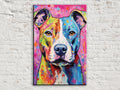 Pitbull Canvas Art - Large Dog Canvas Wall Art With Real Wood Frame