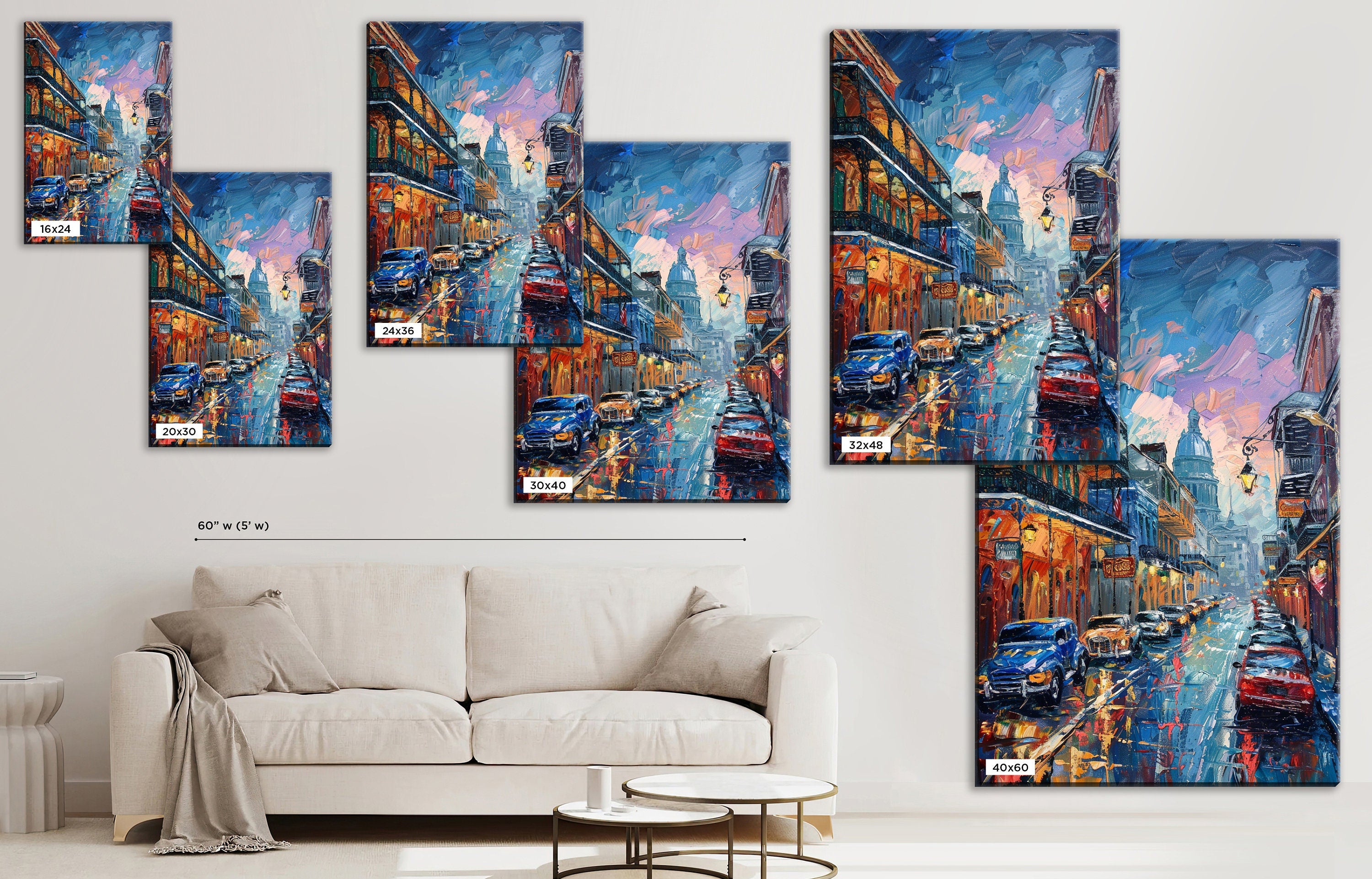 New Orleans Wall Art – Vintage Canvas Art, Gallery Wrapped Sunset Cityscape Print