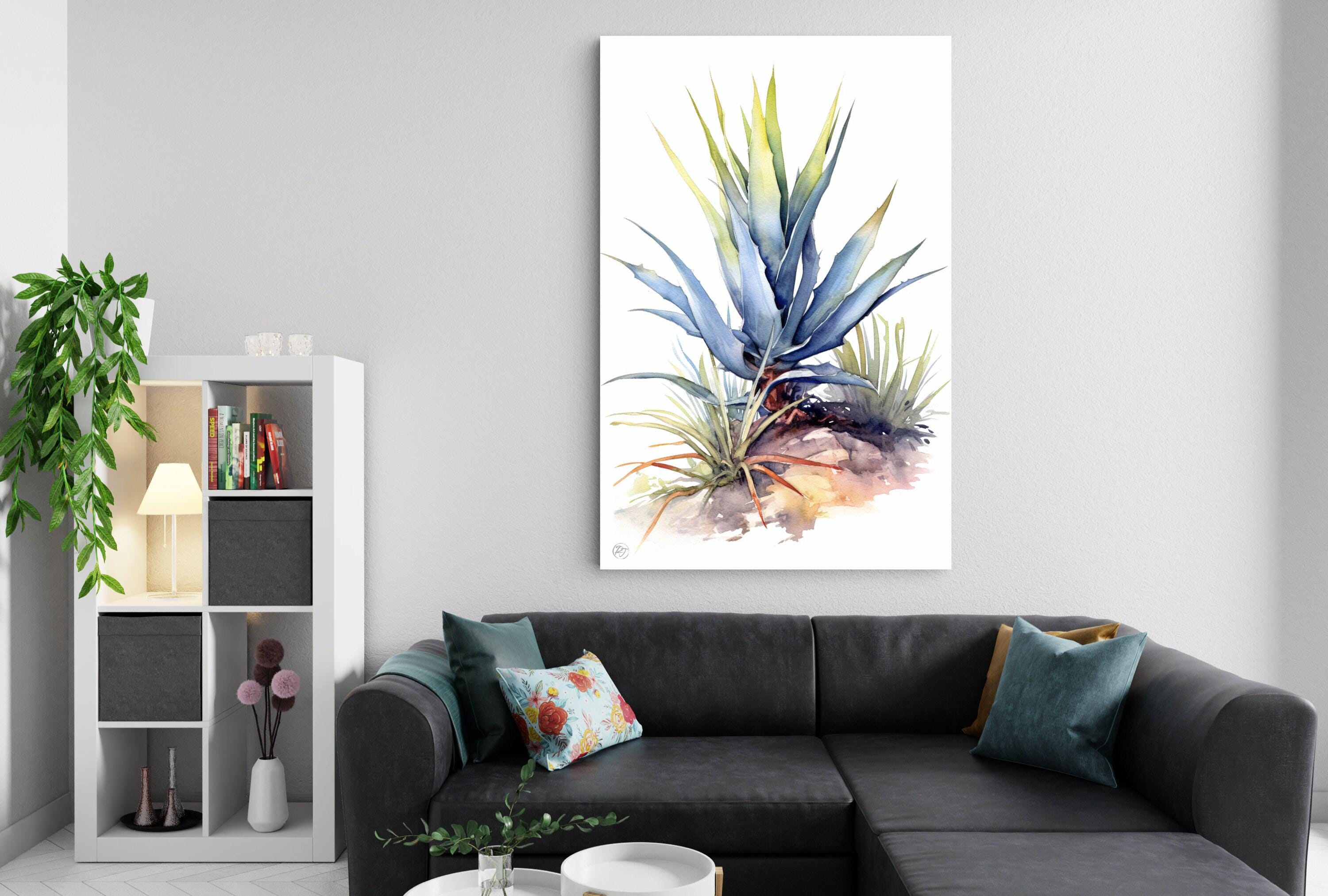 Desert Oasis: Southwest Agave Botanical Print, Giclee Print on Canvas, Artist Paper, Watercolor Paper, Available in Extra Large Sizes
