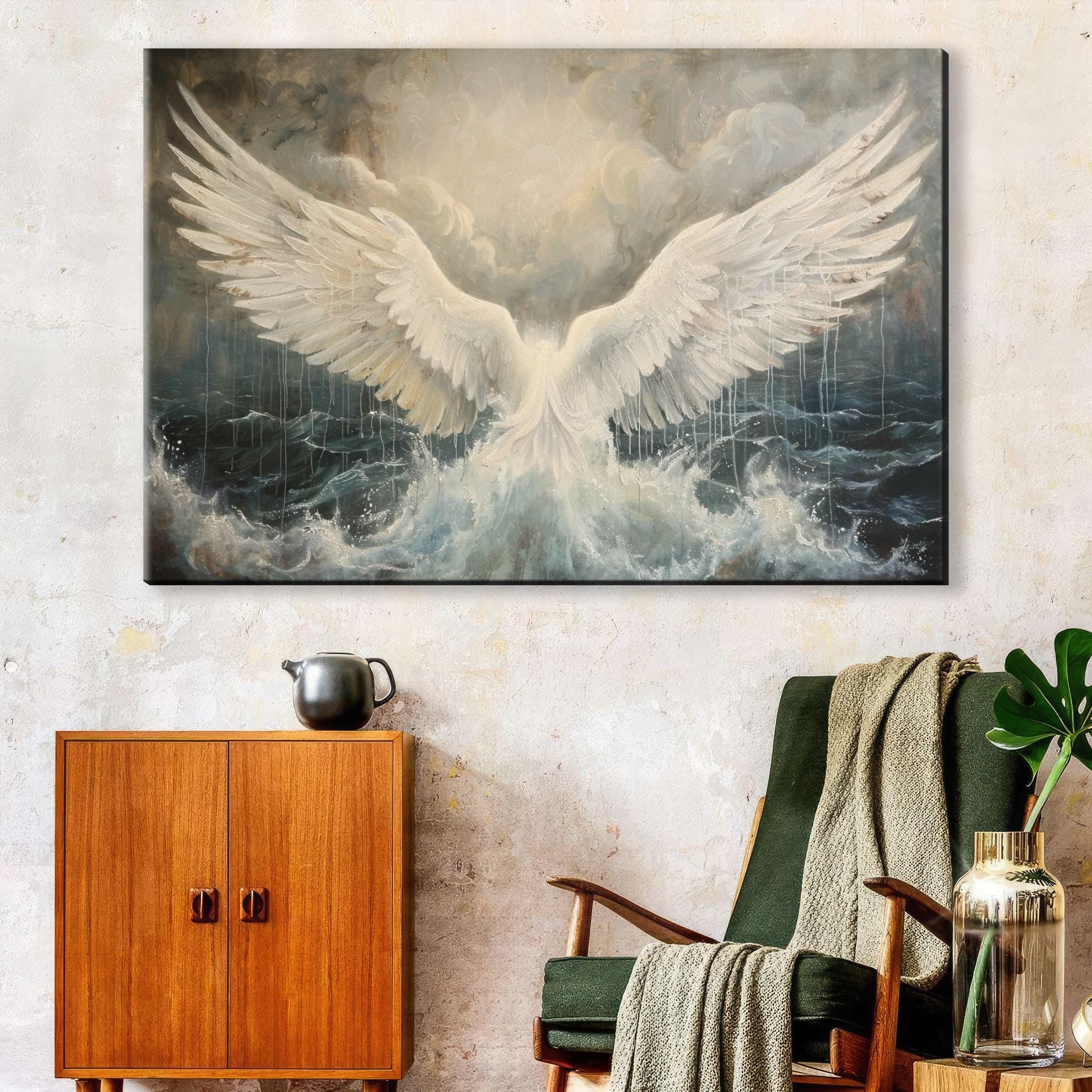 Angel Wings Canvas - Large Canvas Art | Celestial Art Print, Ready to Hang