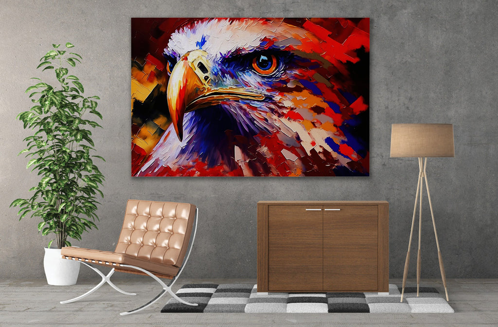 Bald Eagle Canvas Print - Patriotic USA Canvas Decor With Wooden Frame & UV Coating