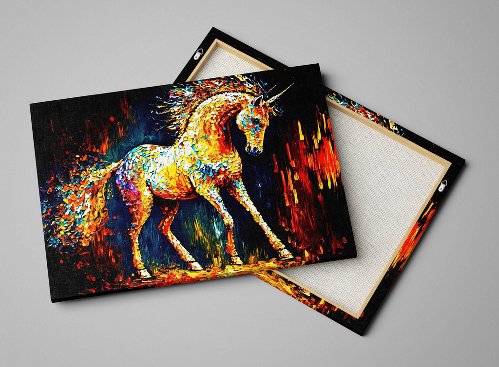 Unicorn Canvas Print - Colorful Nursery Room Art | Vibrant Giclee Print