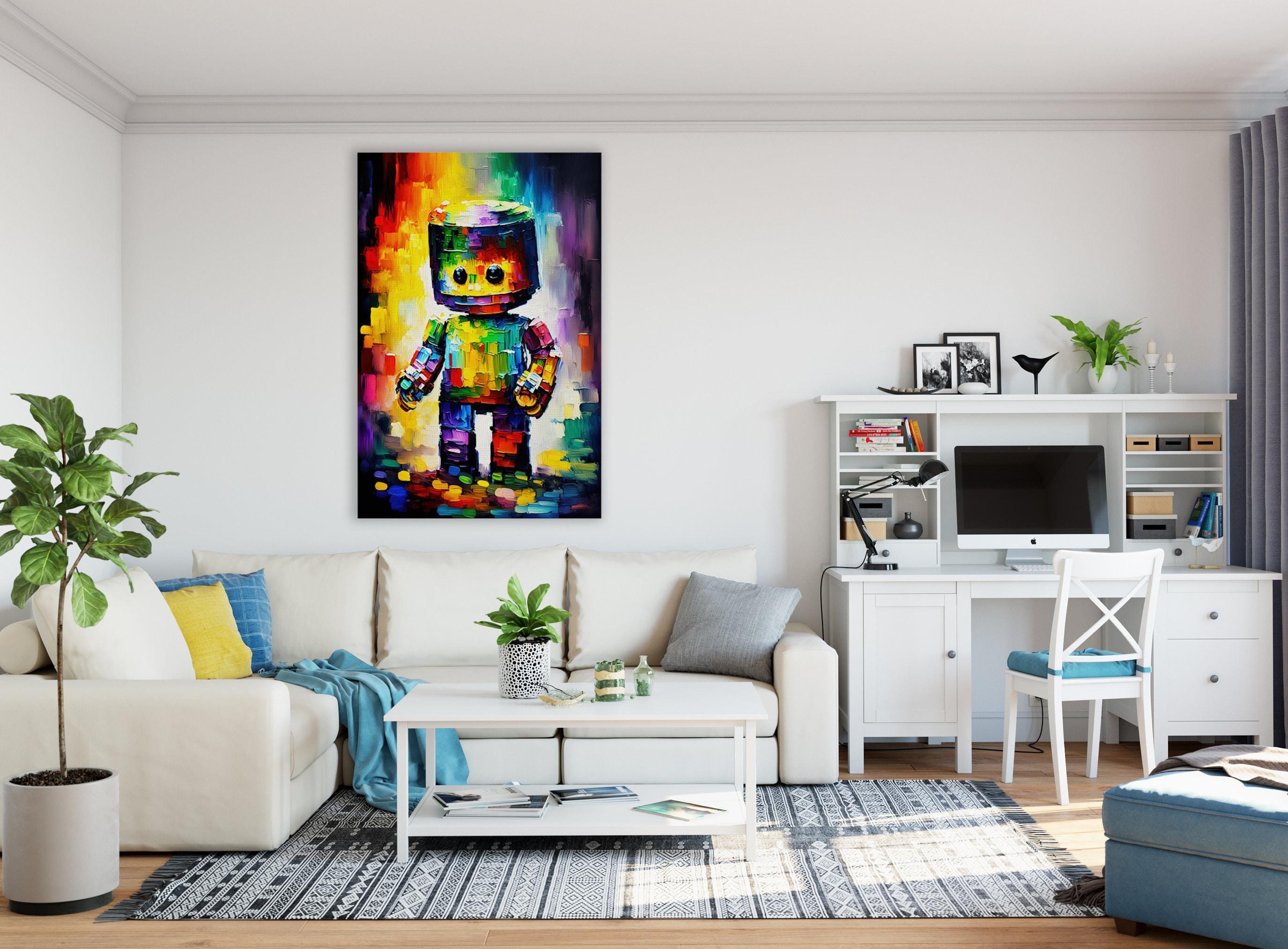 Cute Robot Art - Kids Robot Painting | Whimsical Nursery Room Decor Print