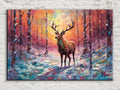 Reindeer Canvas Art - Snowy Winter Landscape | Christmas Wall Decor | Extra Large Canvas