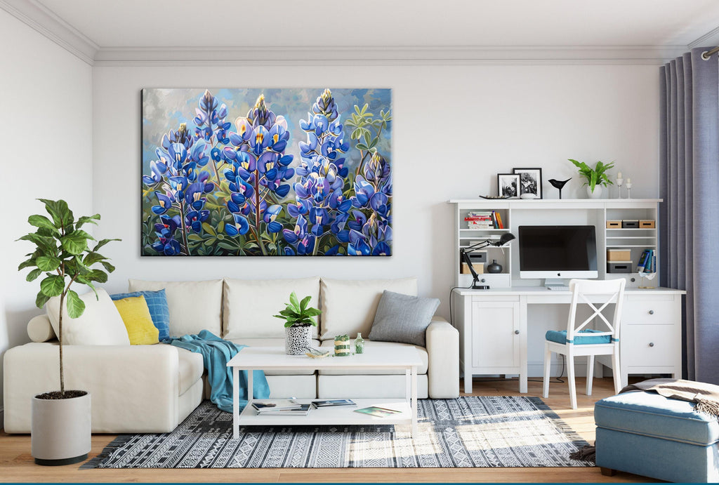 Texas Bluebonnet Canvas – Large Gallery Wrapped Wildflower Wall Art with Fade Resistant Ink