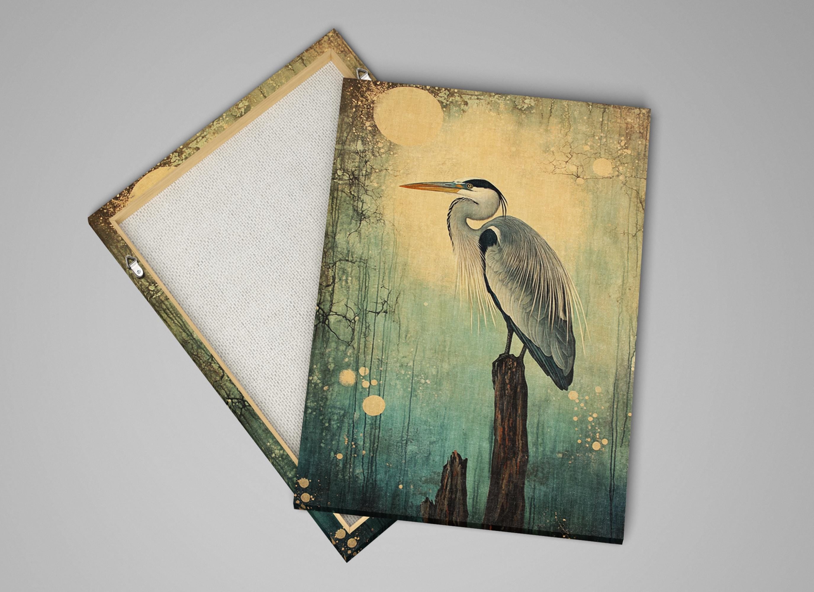 a painting of a bird sitting on top of a piece of wood