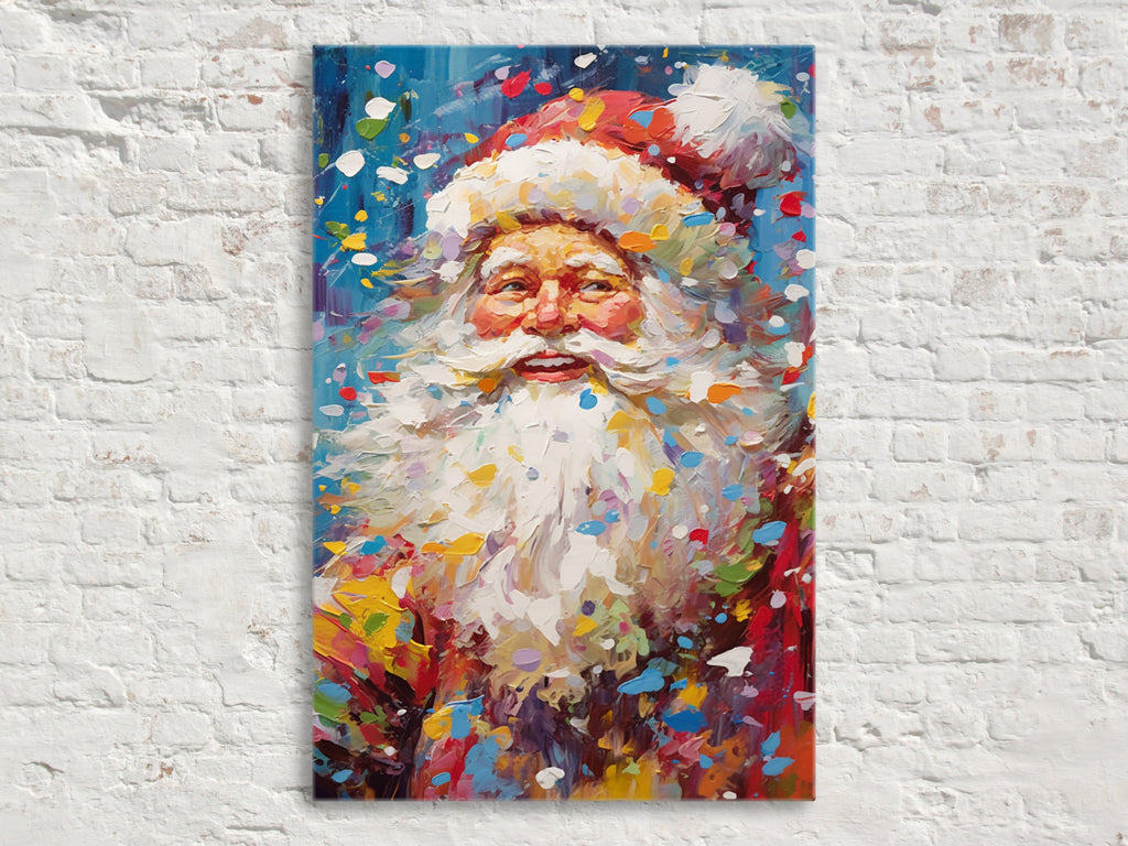 Santa Claus Canvas Art - Festive Pop Art Christmas Wall Decor | Gallery Wrapped, Ready to Hang