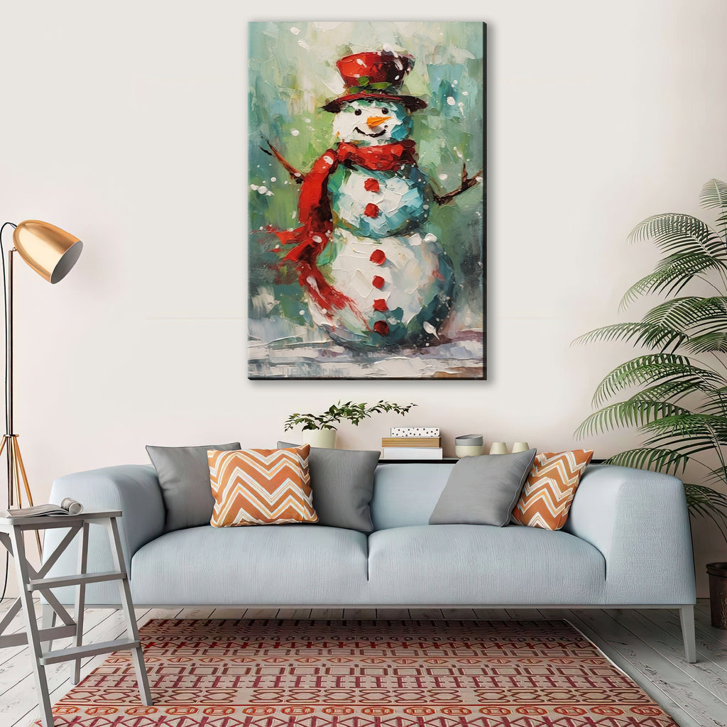 Christmas Wall Art – Frosty the Snowman Canvas Print | Vibrant Holiday Colors & Easy to Hang