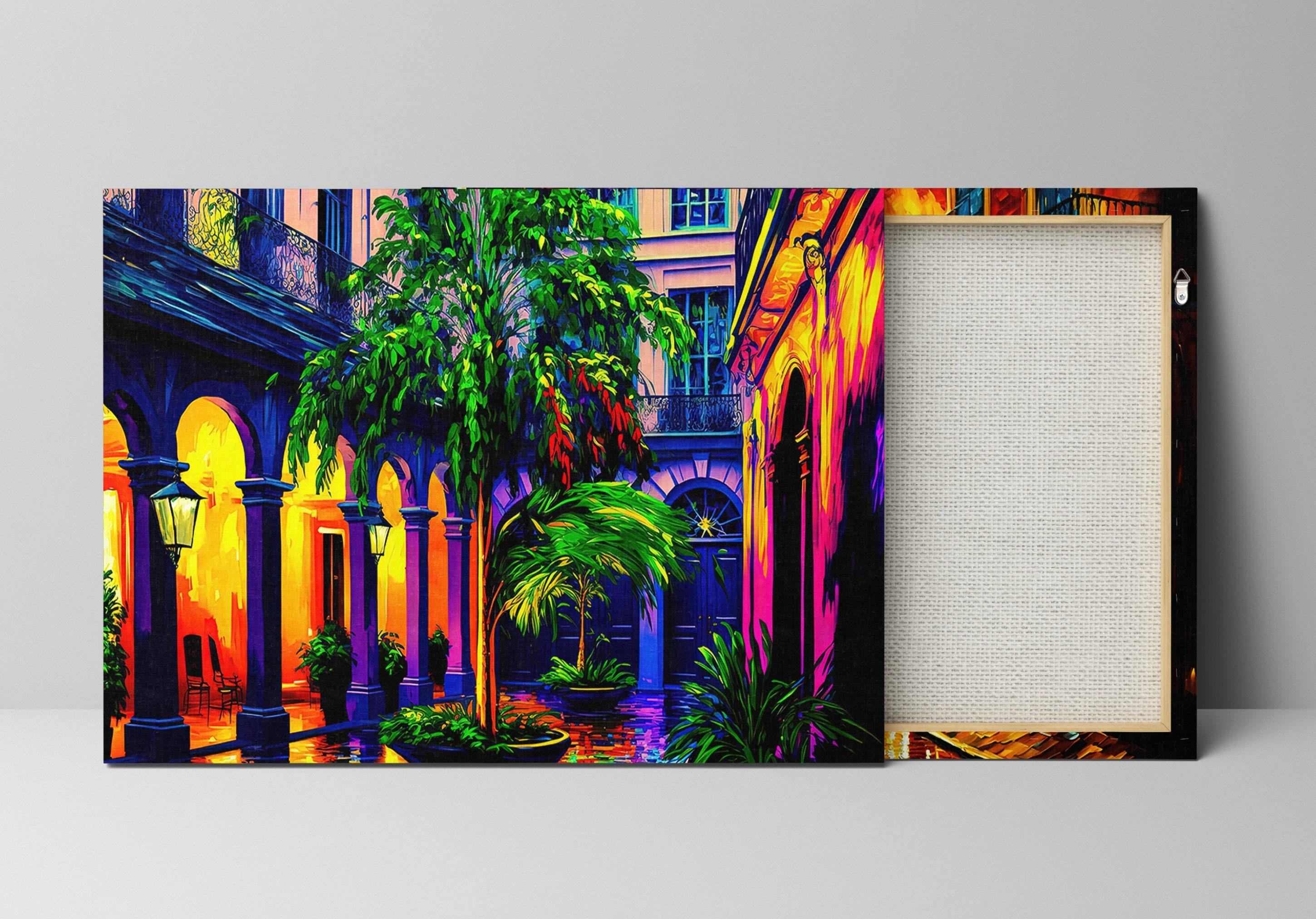New Orleans Painting – Bright Colorful NOLA Wall Art Canvas | French Quarter Art Print