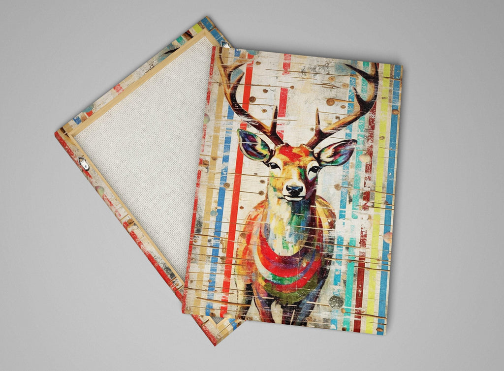 Reindeer Canvas Art – Woodland Christmas Wall Decor | Gallery Wrapped Holiday Print