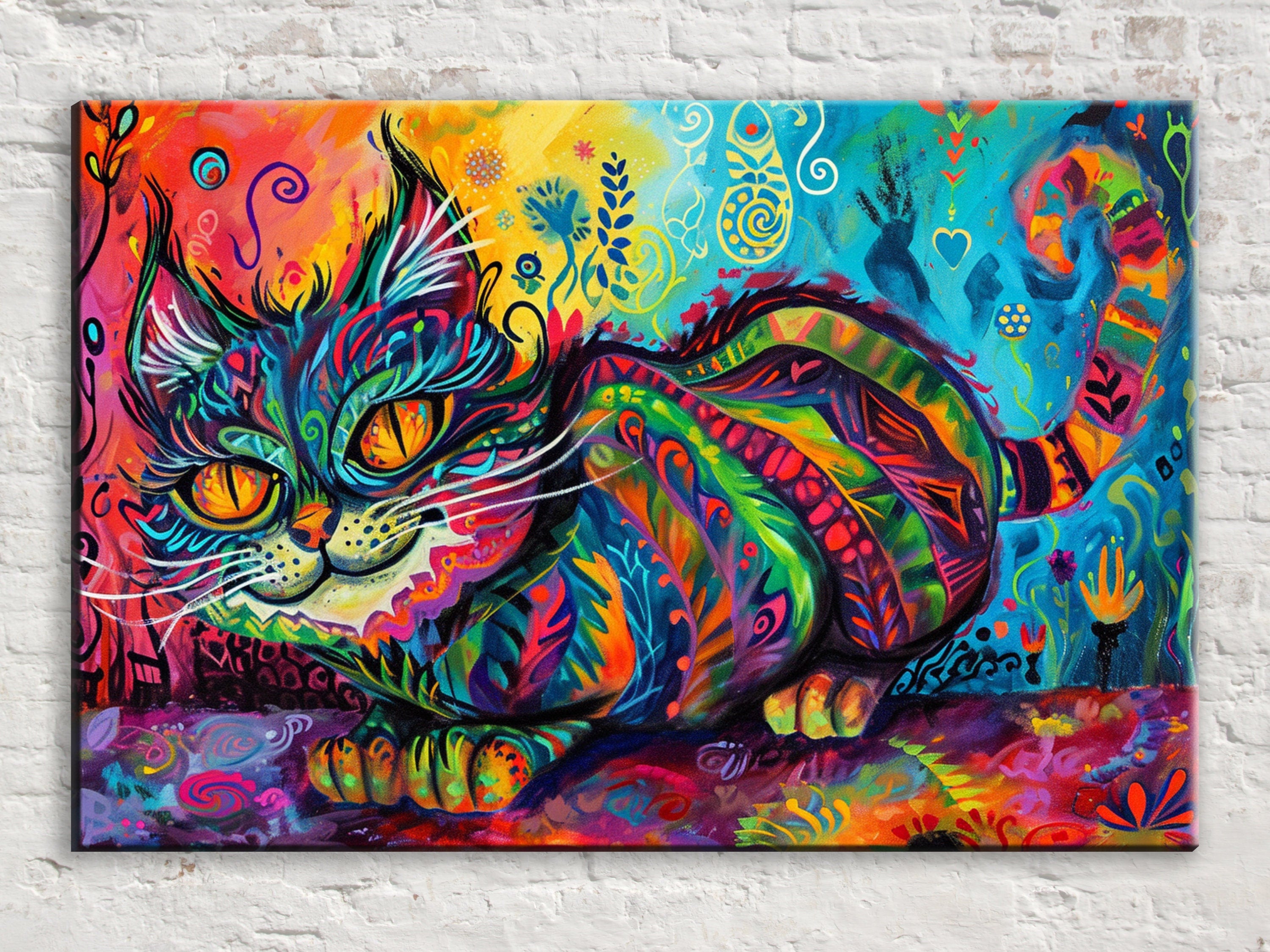 Cheshire Cat Canvas - Whimsical Wall Art | Fantasy Wall Decor With Mischievous Grin
