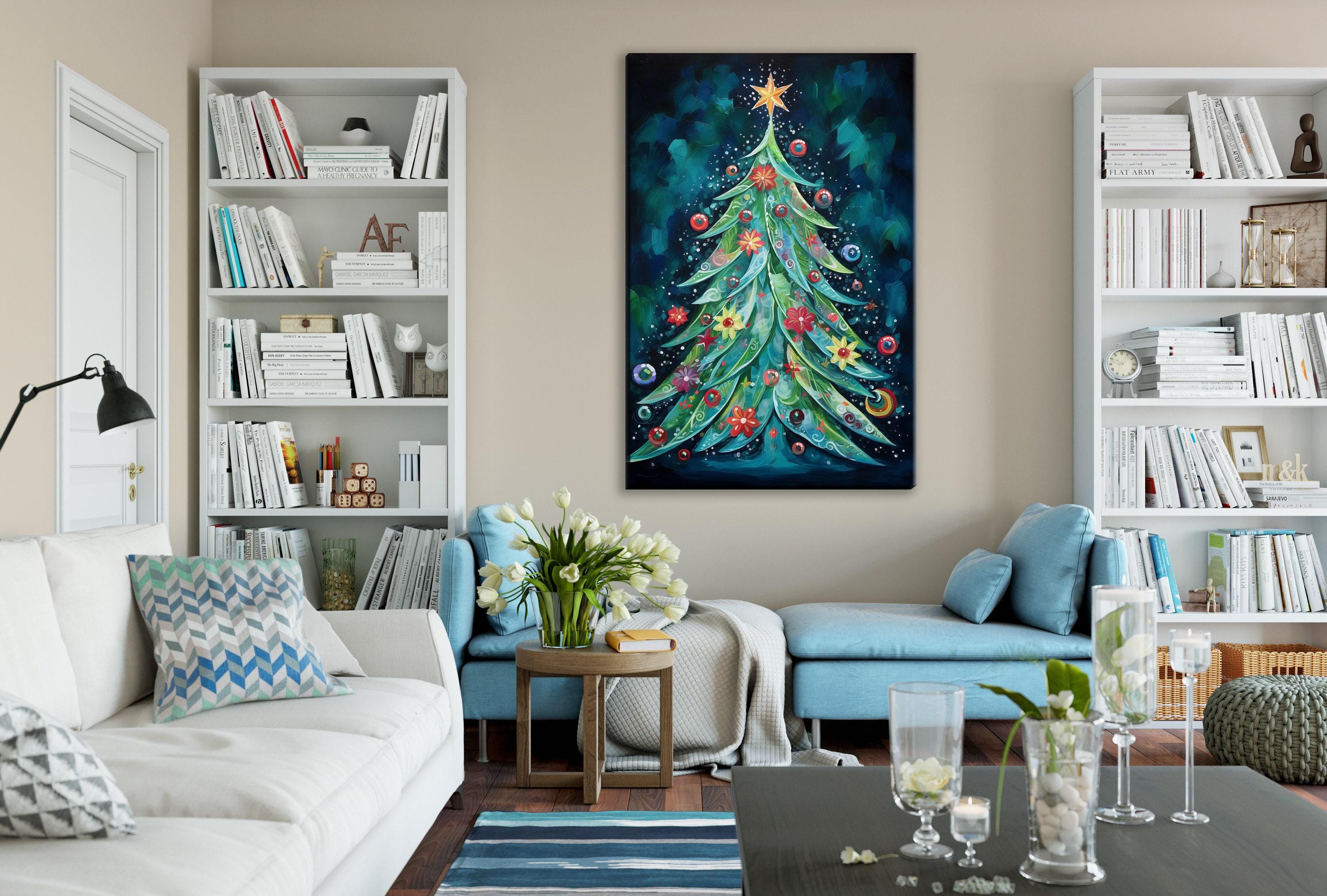 Boho Christmas Canvas - Festive Wall Art on Extra Large Gallery Wrapped Frame