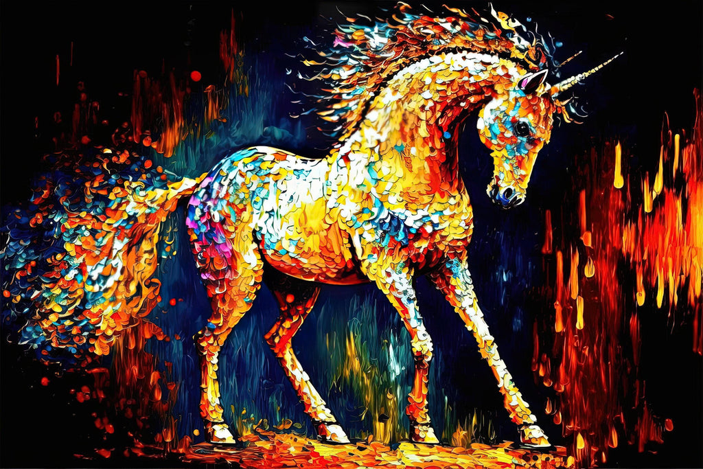 Unicorn Canvas Print - Colorful Nursery Room Art | Vibrant Giclee Print