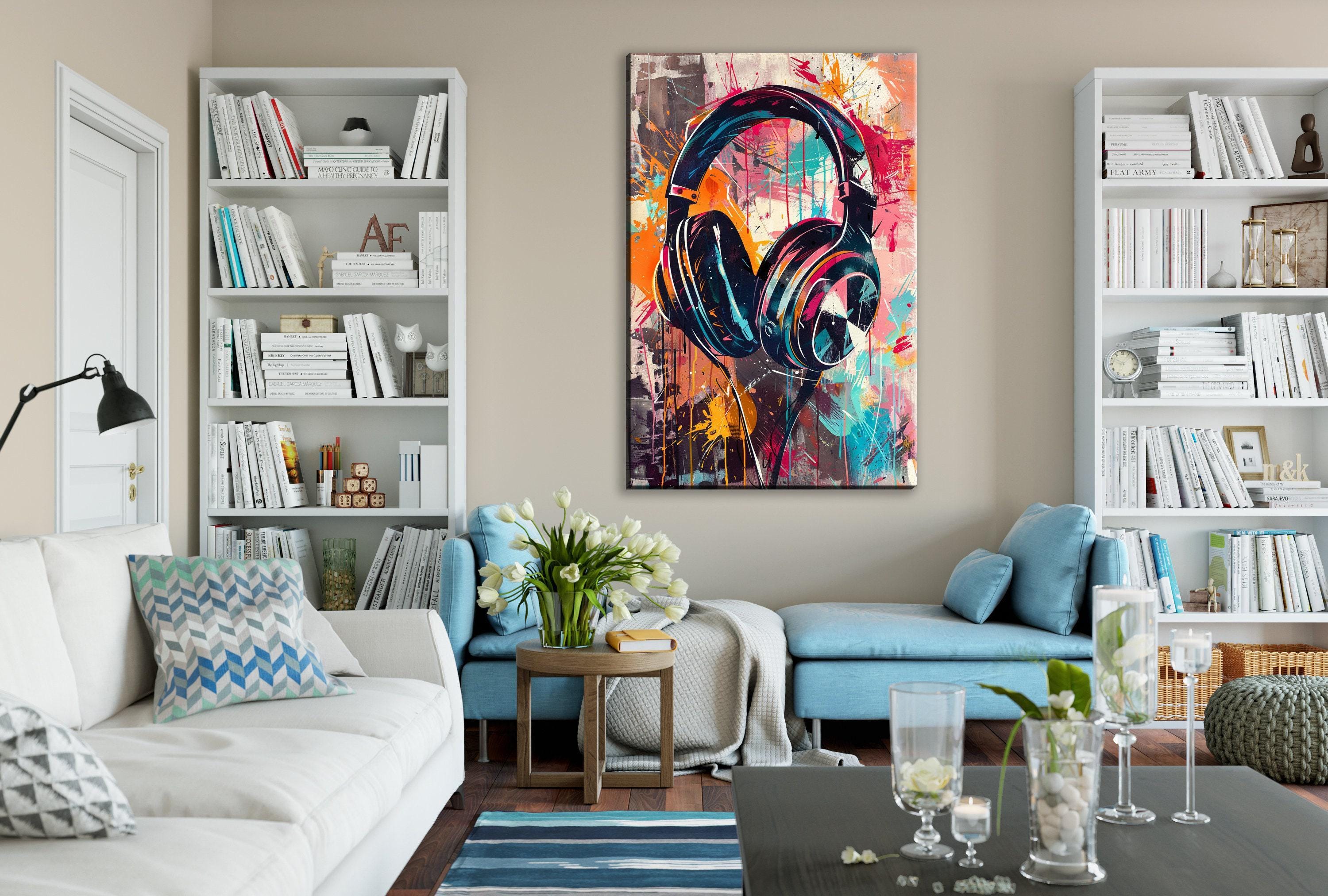 Retro Headphones Art – Pop Art Wall Decor | Large Canvas Print Ready to Hang